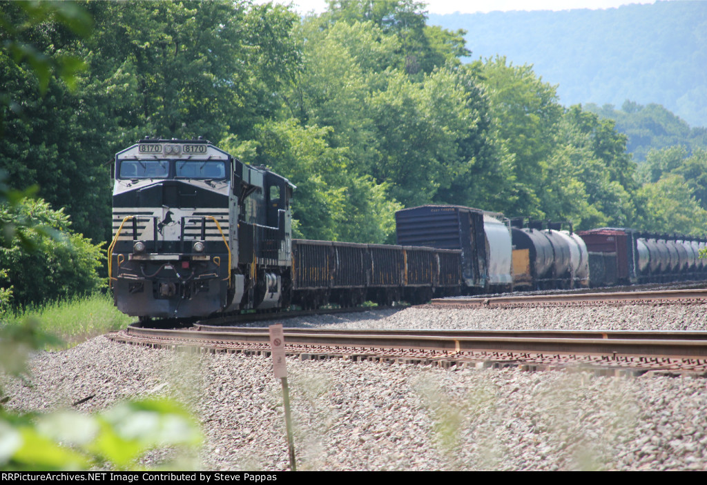 NS 8170 with train 38G on the siding